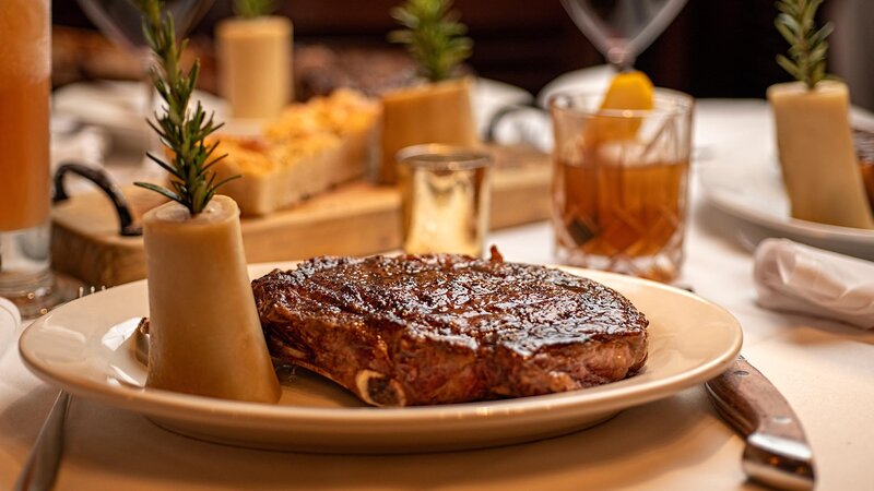 Steak entree with bone marrow side