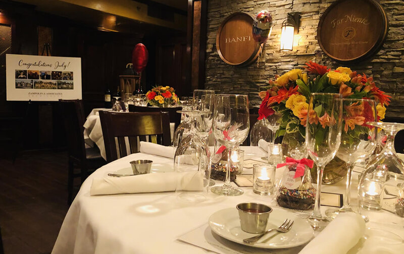 Close up view of round table in party room